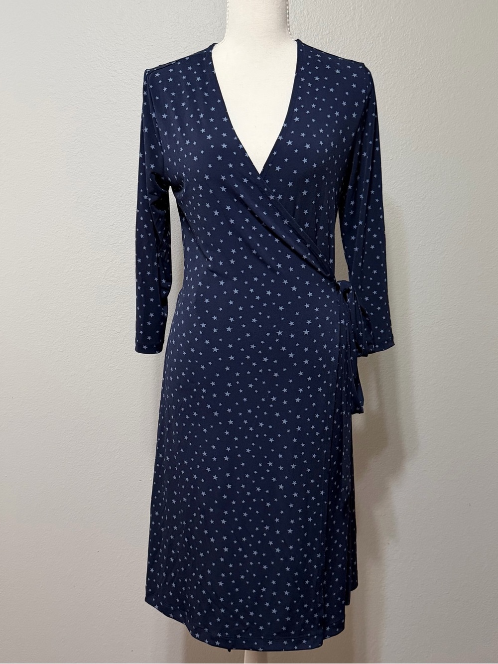 Banana Republic Navy Star Print Wrap Dress